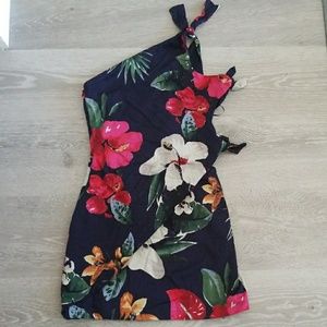 Zara trafaluc floral blue dress size xs